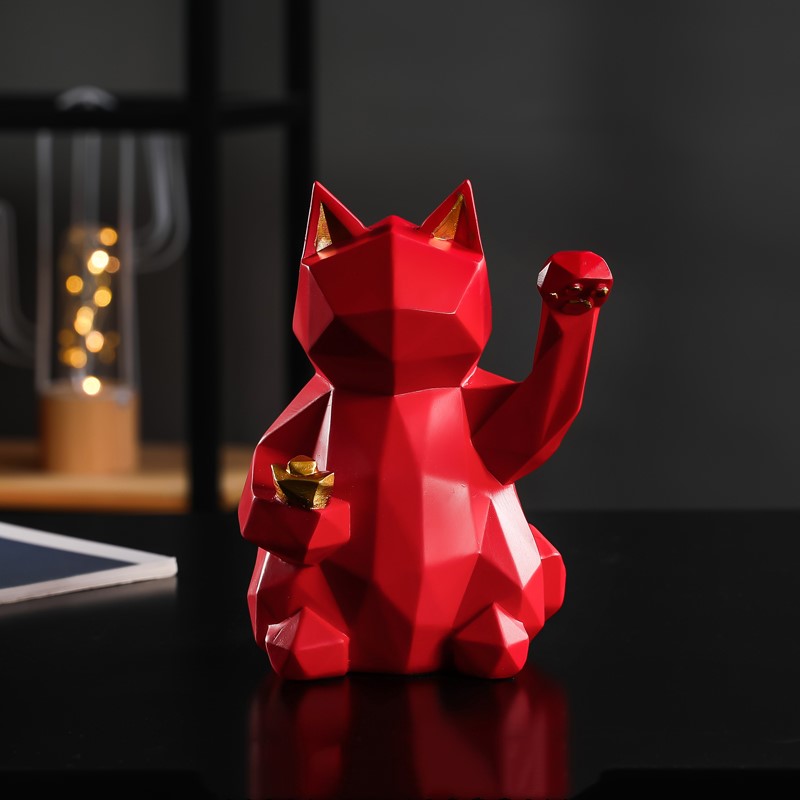 Geometric Lucky Cat Decor