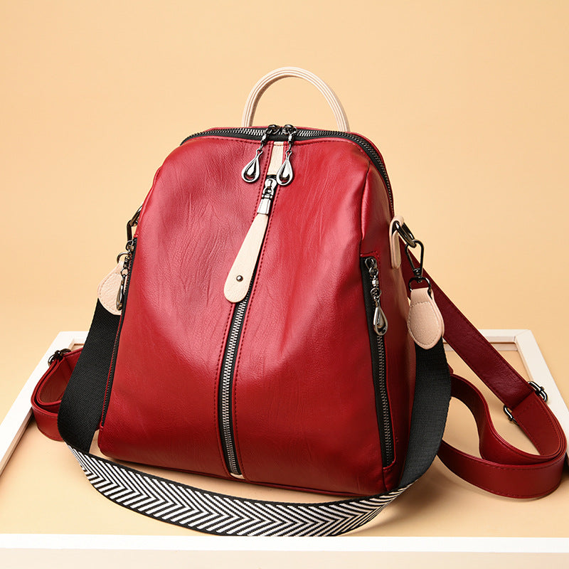 Zip Leather Backpack