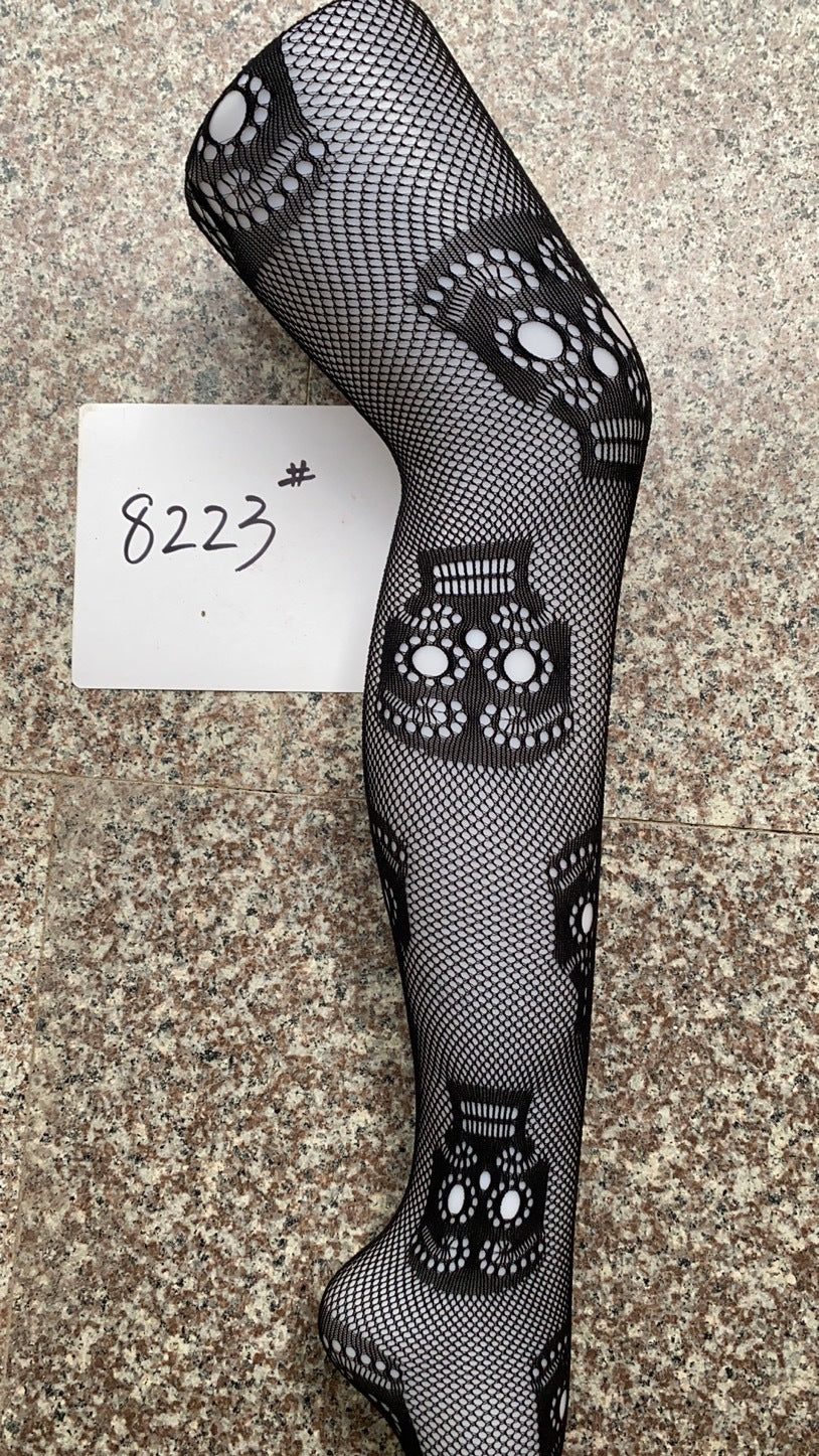 Skull Full Fishnet Tights