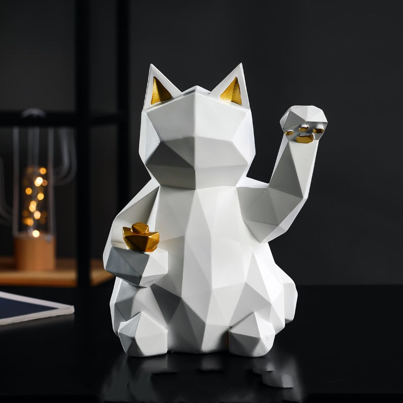 Geometric Lucky Cat Decor