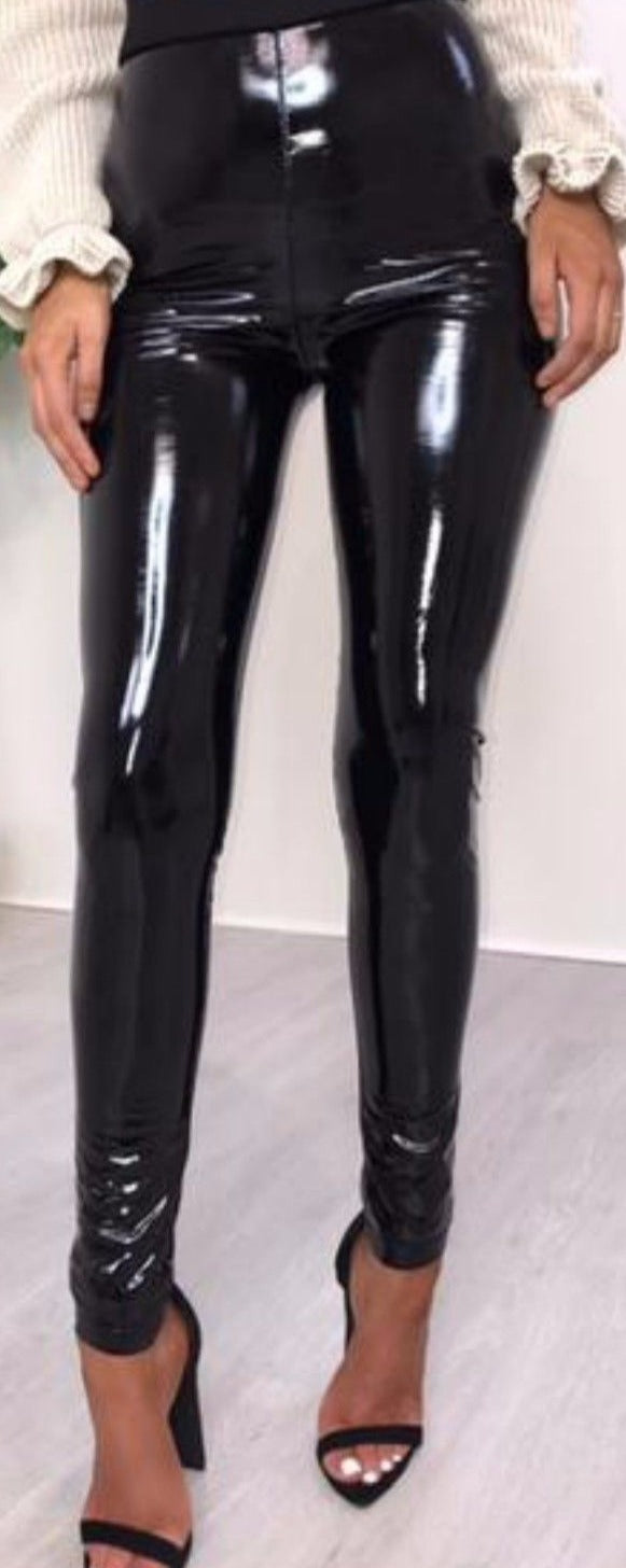 Wet Look Faux Leather Leggings