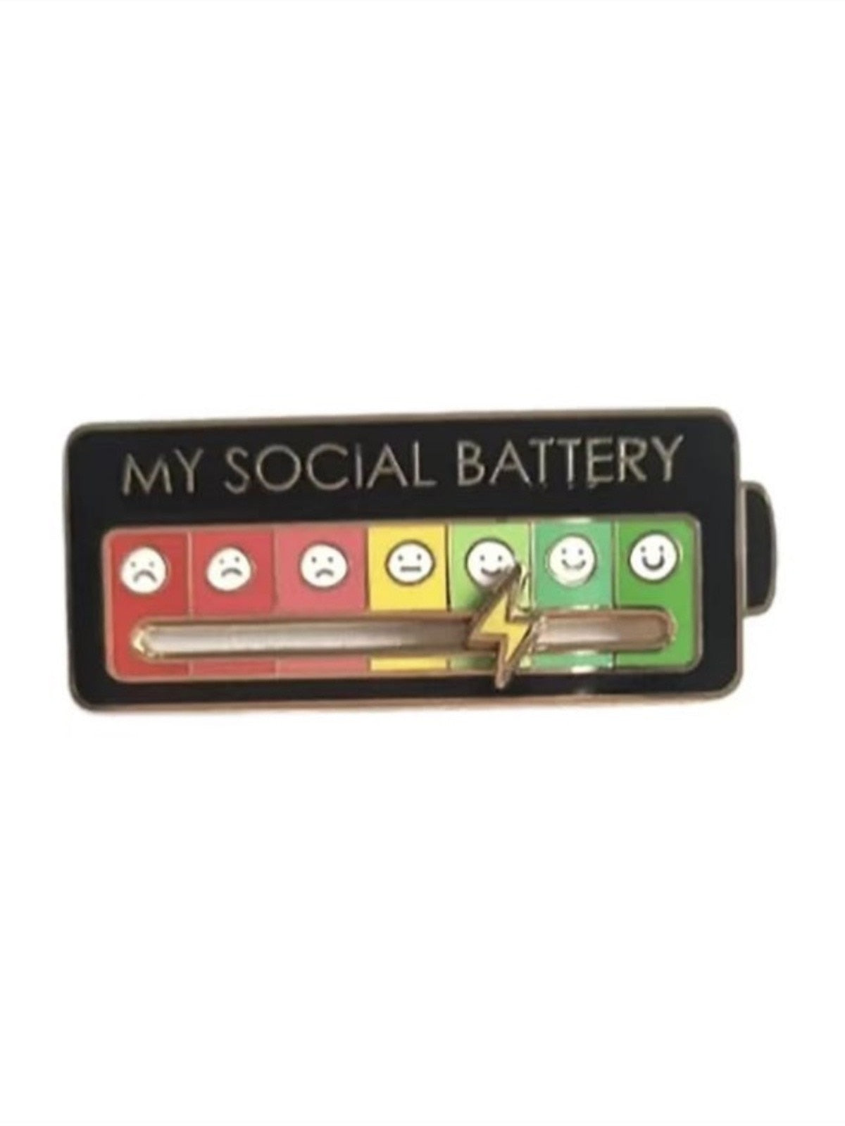 Sliding Brooch 'My Social Battery' Pin