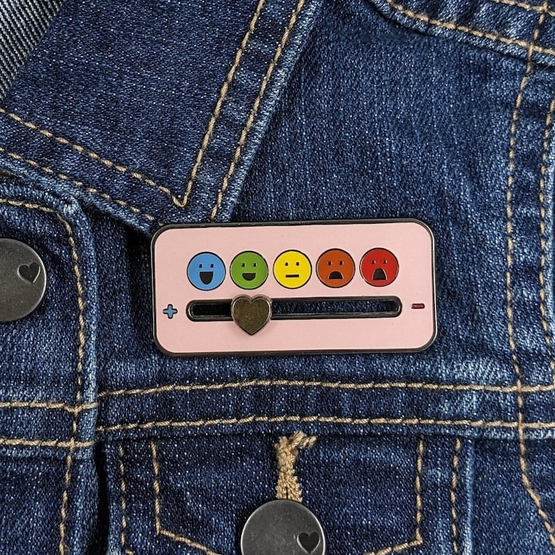 Sliding Brooch 'My Social Battery' Pin