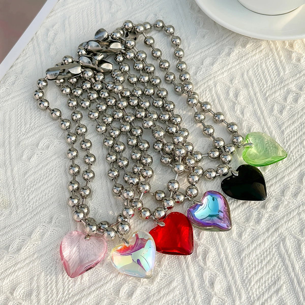 Big-Pearled Heart Necklace