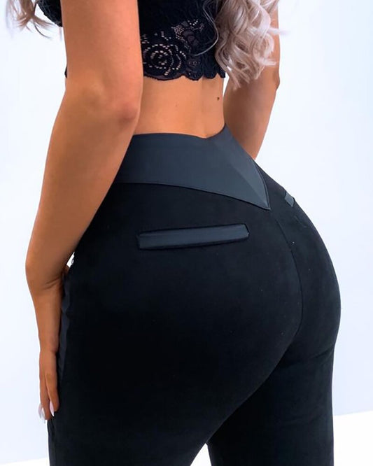 Eyelet Buckled High Waist Pants