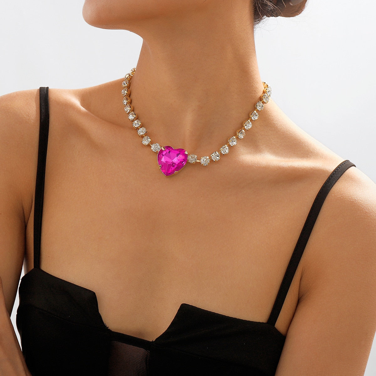 Big Crystal Heart Choker