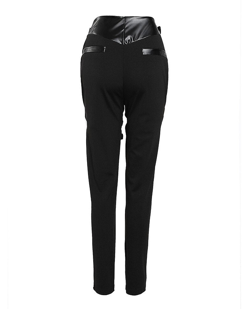 Eyelet Buckled High Waist Pants