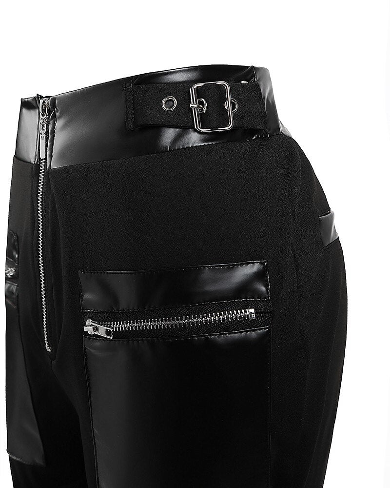 Eyelet Buckled High Waist Pants