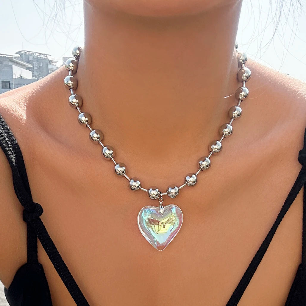 Big-Pearled Heart Necklace