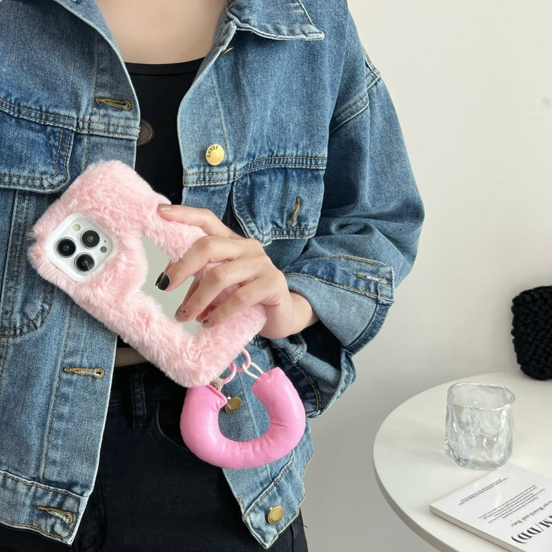 Fluffy Make-up Mirror Phone Case