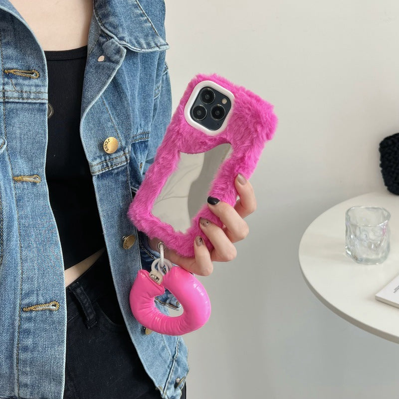 Fluffy Make-up Mirror Phone Case