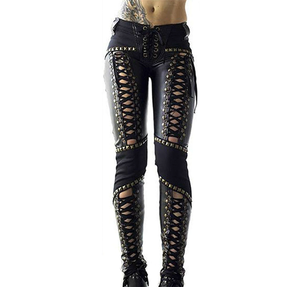 Lace Leather Pencil Pants