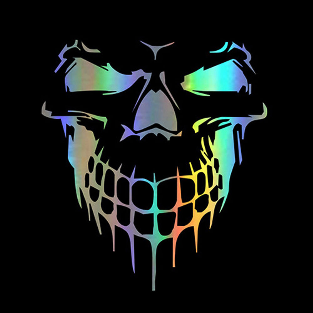 Reflective Door Skull Sticker