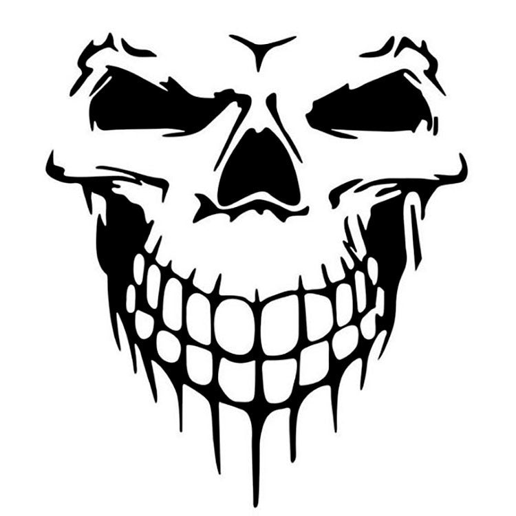 Reflective Door Skull Sticker