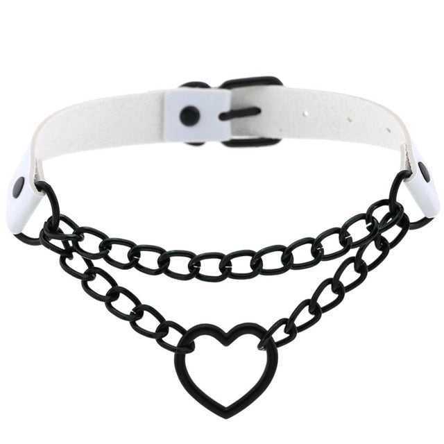 Goth White Chocker