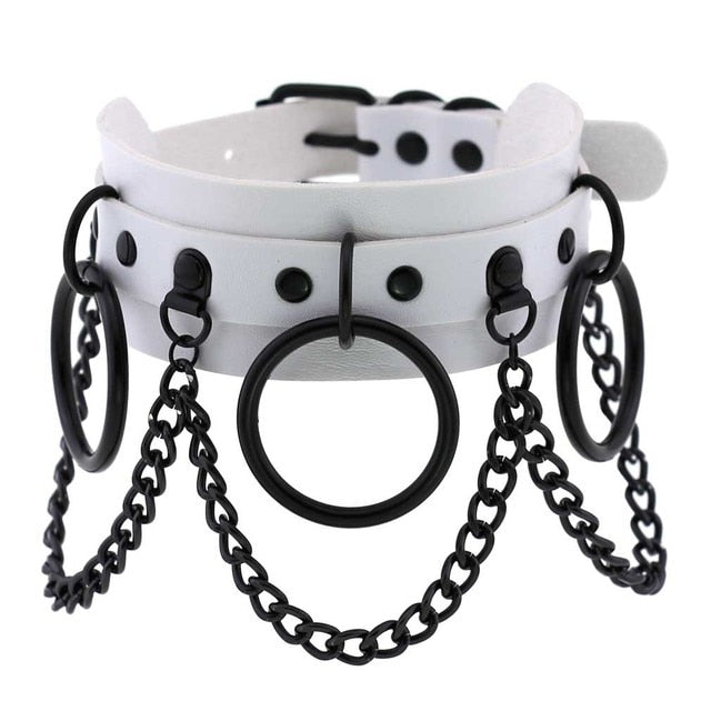 Goth White Chocker