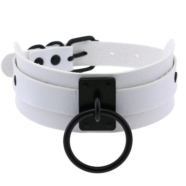 Goth White Chocker