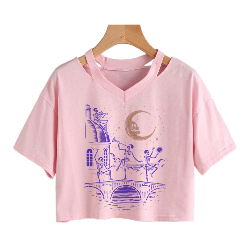 Skeletons Coven Crop Top