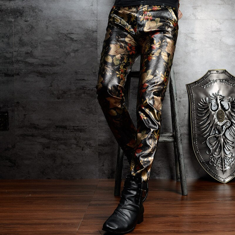Floral Printed Metallic Pants