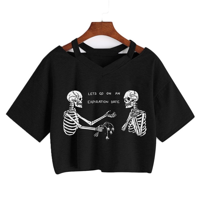 Skeleton Happy Quote Crop Top