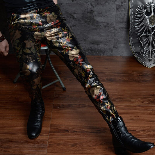 Floral Printed Metallic Pants