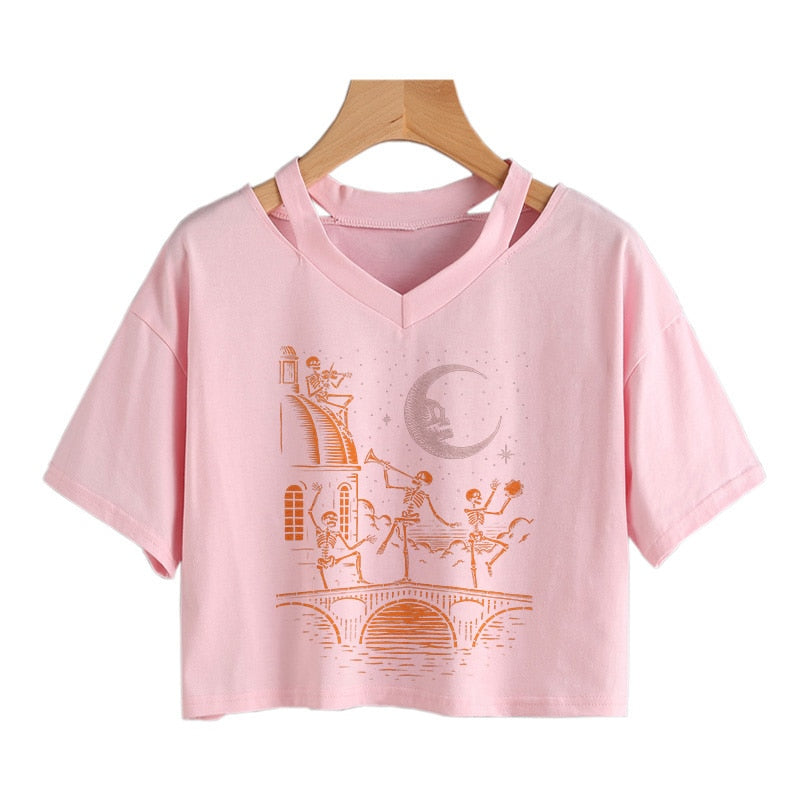 Skeletons Coven Crop Top