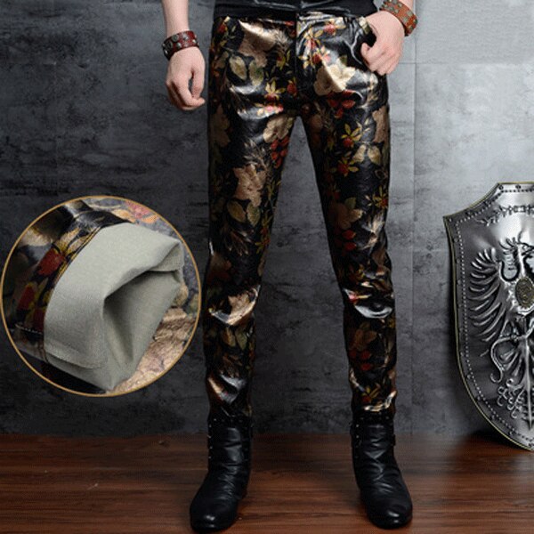 Floral Printed Metallic Pants