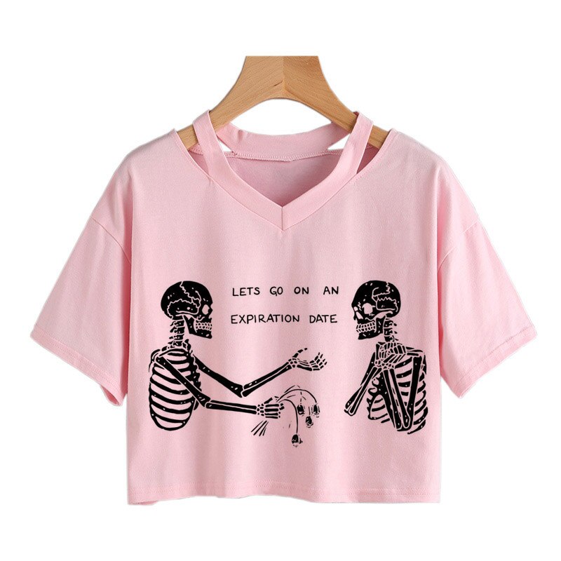 Skeleton Happy Quote Crop Top