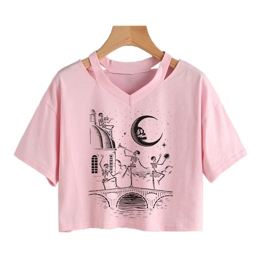 Skeletons Coven Crop Top