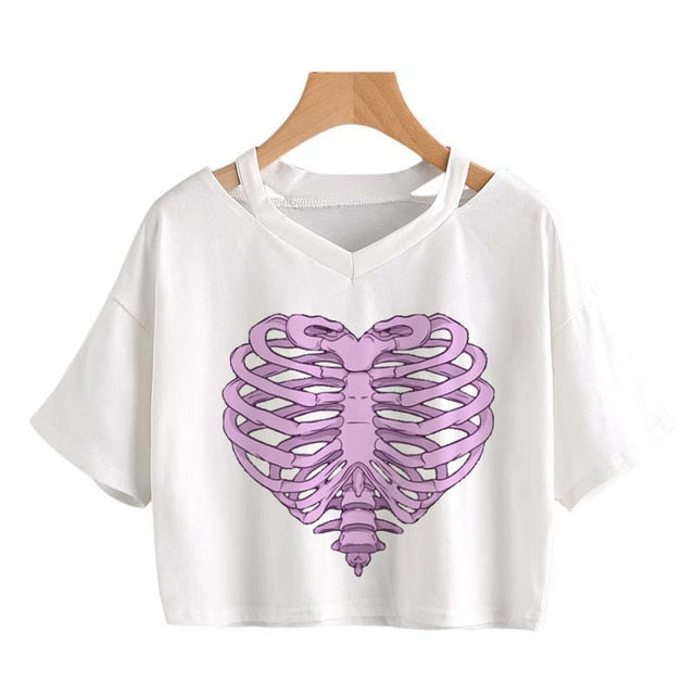 Skeleton Heart Crop Top