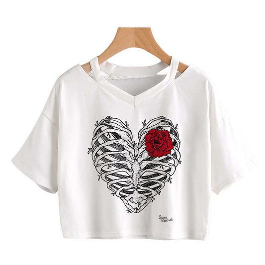 Skeleton Heart Crop Top