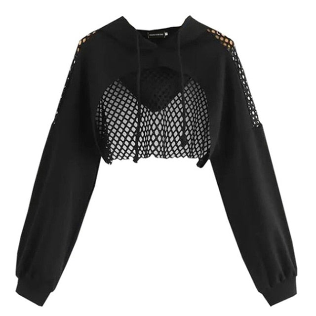 Long Sleeve Mesh Crop Top