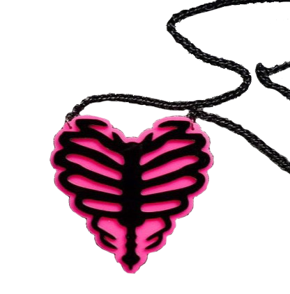 Pink Skeleton Heart Necklace
