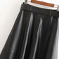 Belted Longer Faux Leather Skirt