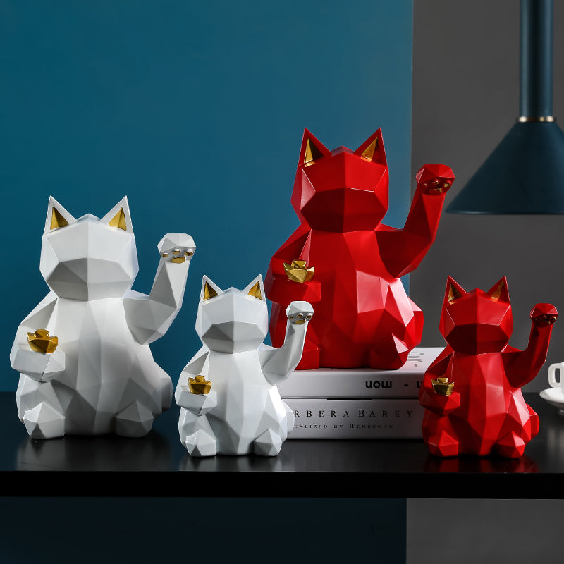 Geometric Lucky Cat Decor