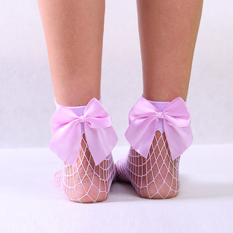 Lace-up Bow Fishnet Socks