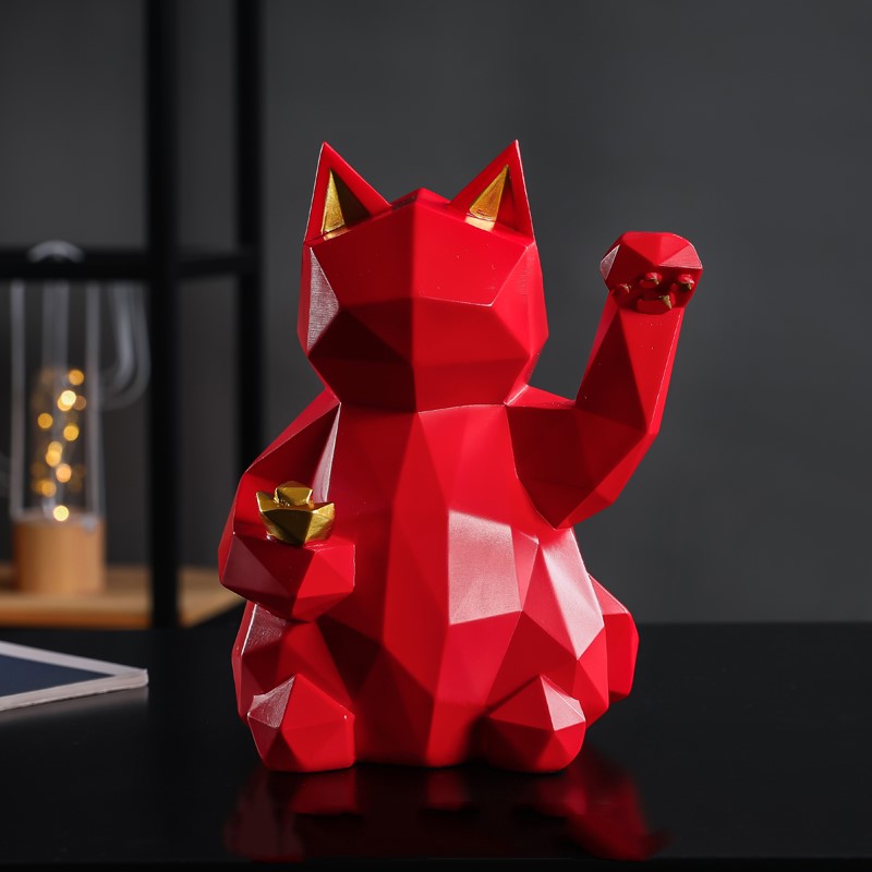 Geometric Lucky Cat Decor