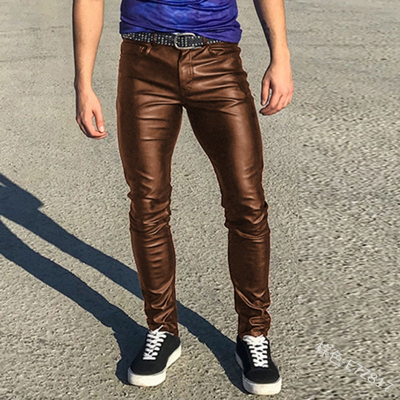 Casual Low Waisted Leather Bottoms