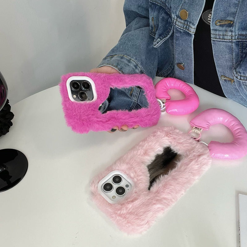 Fluffy Make-up Mirror Phone Case