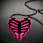 Pink Skeleton Heart Necklace