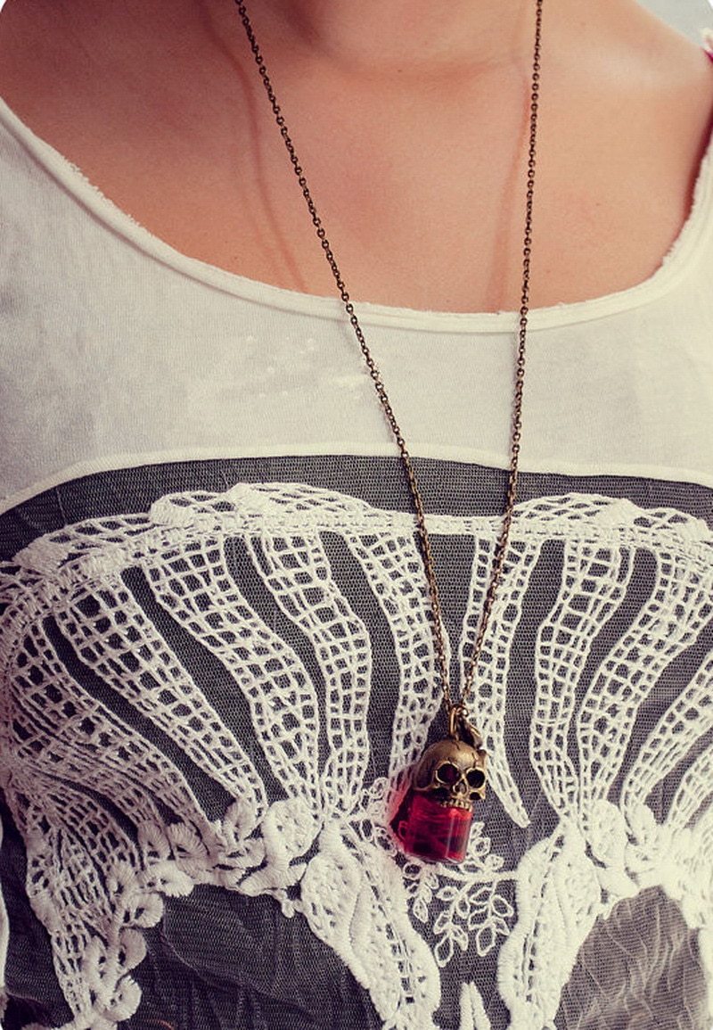 Blood Bottle Skull Necklace