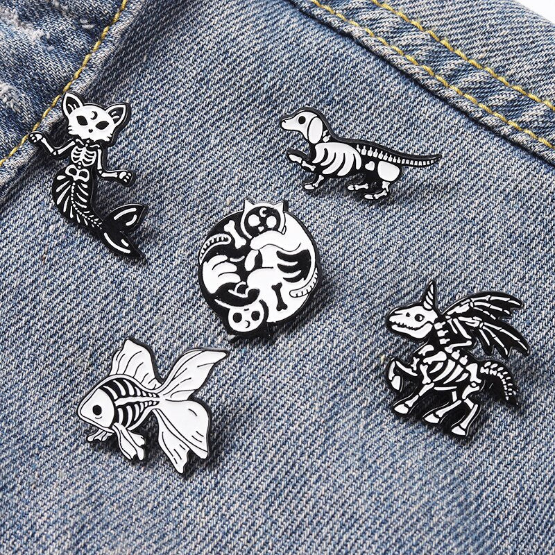 Skeleton Animals Pins