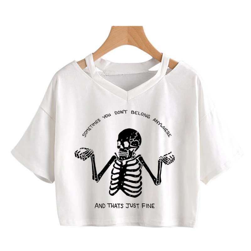 Skeleton Happy Quote Crop Top