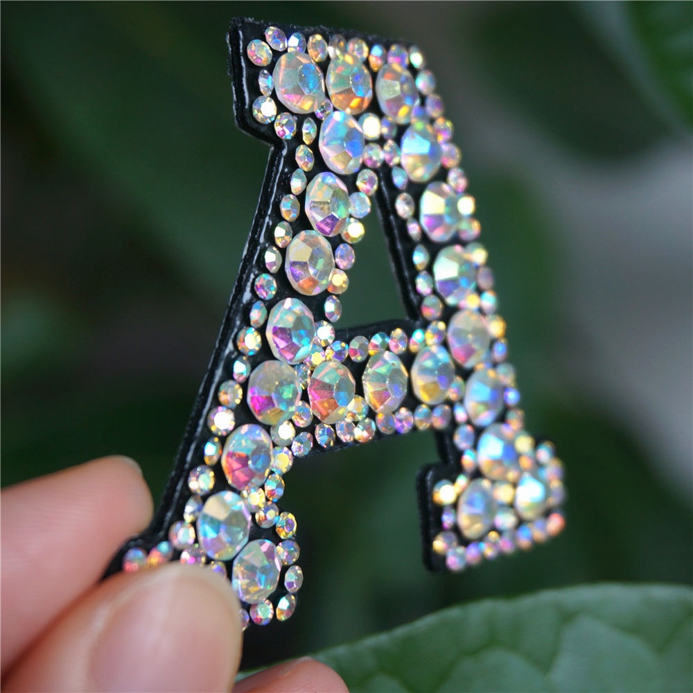 Rainbow Rhinestones Letters Patches