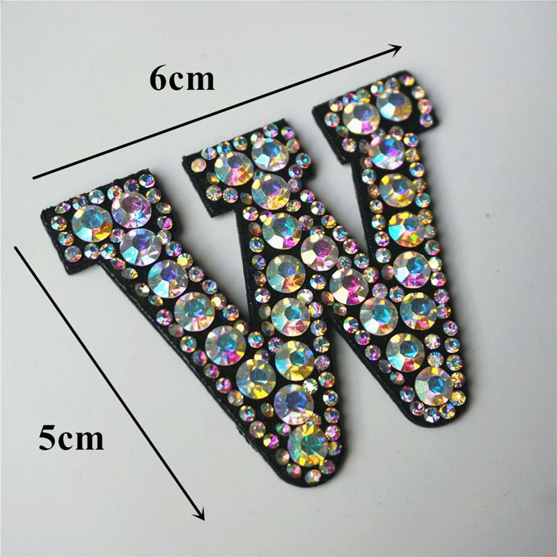 Rainbow Rhinestones Letters Patches