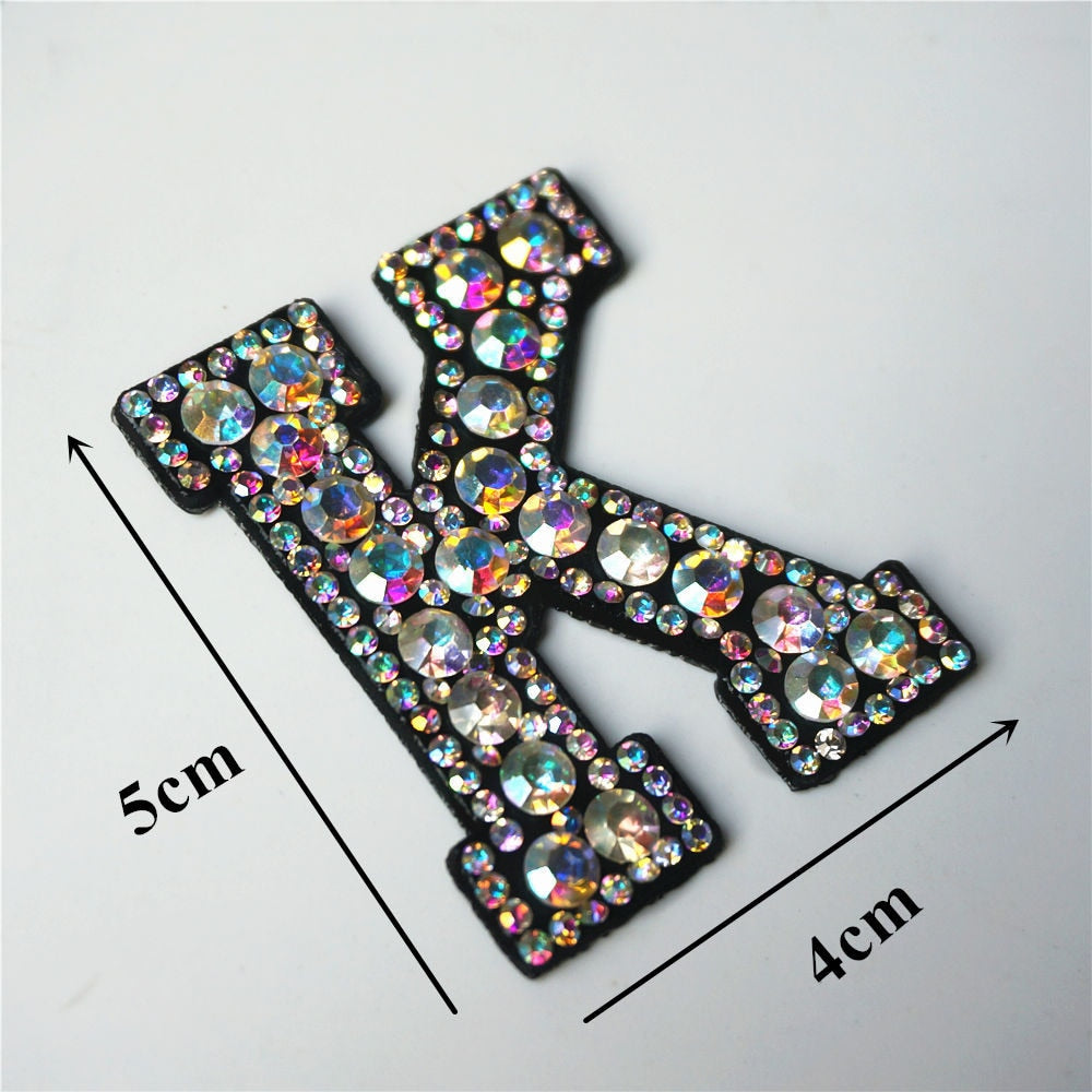 Rainbow Rhinestones Letters Patches