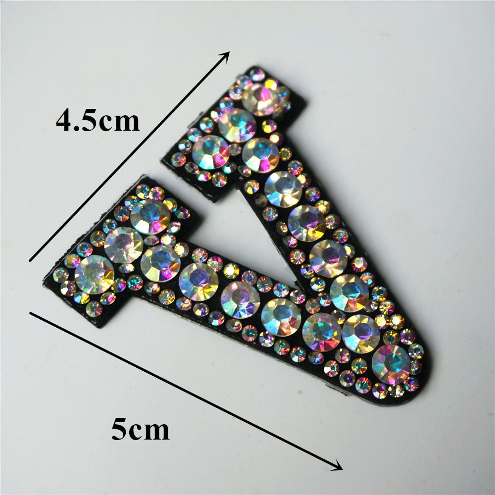 Rainbow Rhinestones Letters Patches