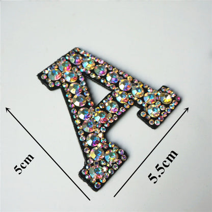 Rainbow Rhinestones Letters Patches