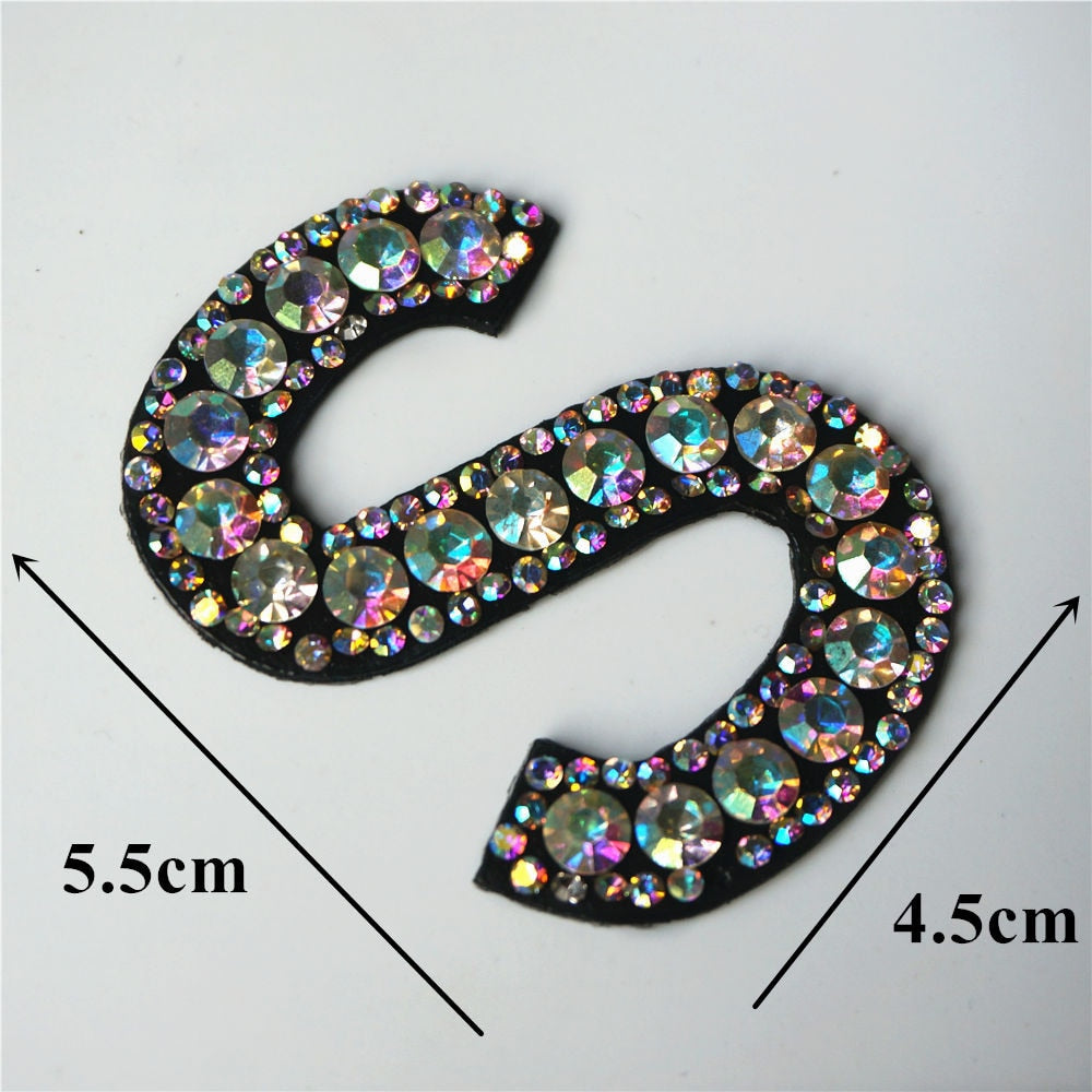 Rainbow Rhinestones Letters Patches