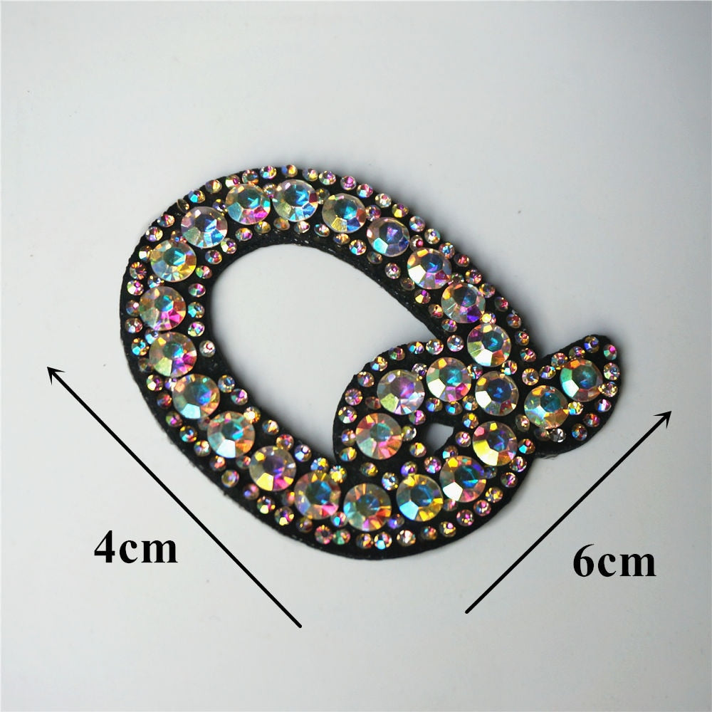 Rainbow Rhinestones Letters Patches